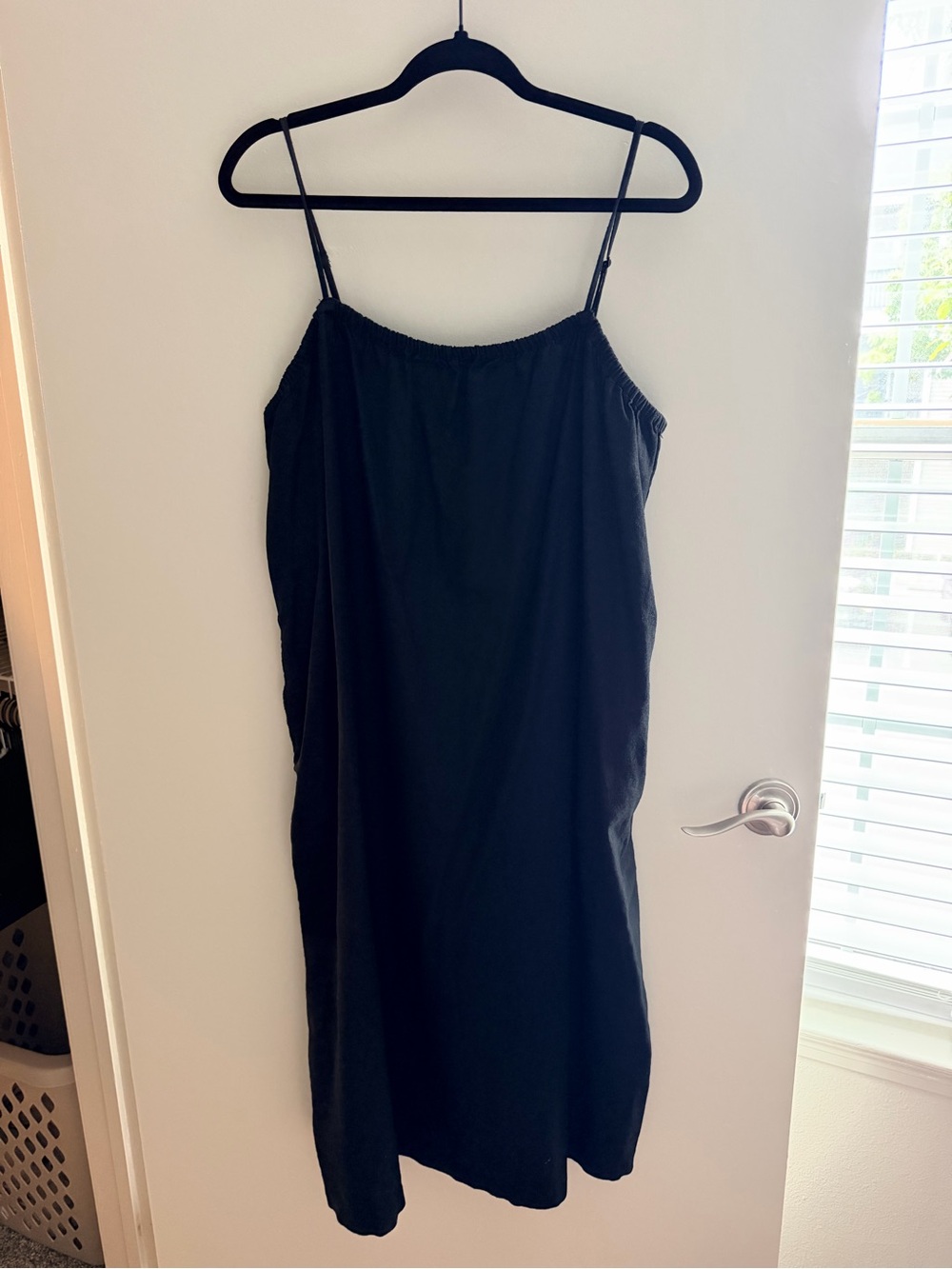 a new day Black Midi Slip Dress with Spaghetti Straps